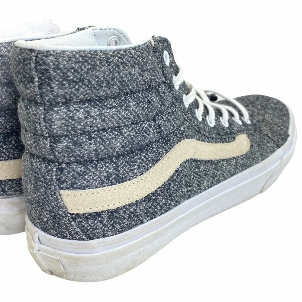 Vans Sk8-Hi Sneakers Grey Mens 7 Womens 8.5 Jersey Knit High Top Skate Shoes - Picture 6 of 8